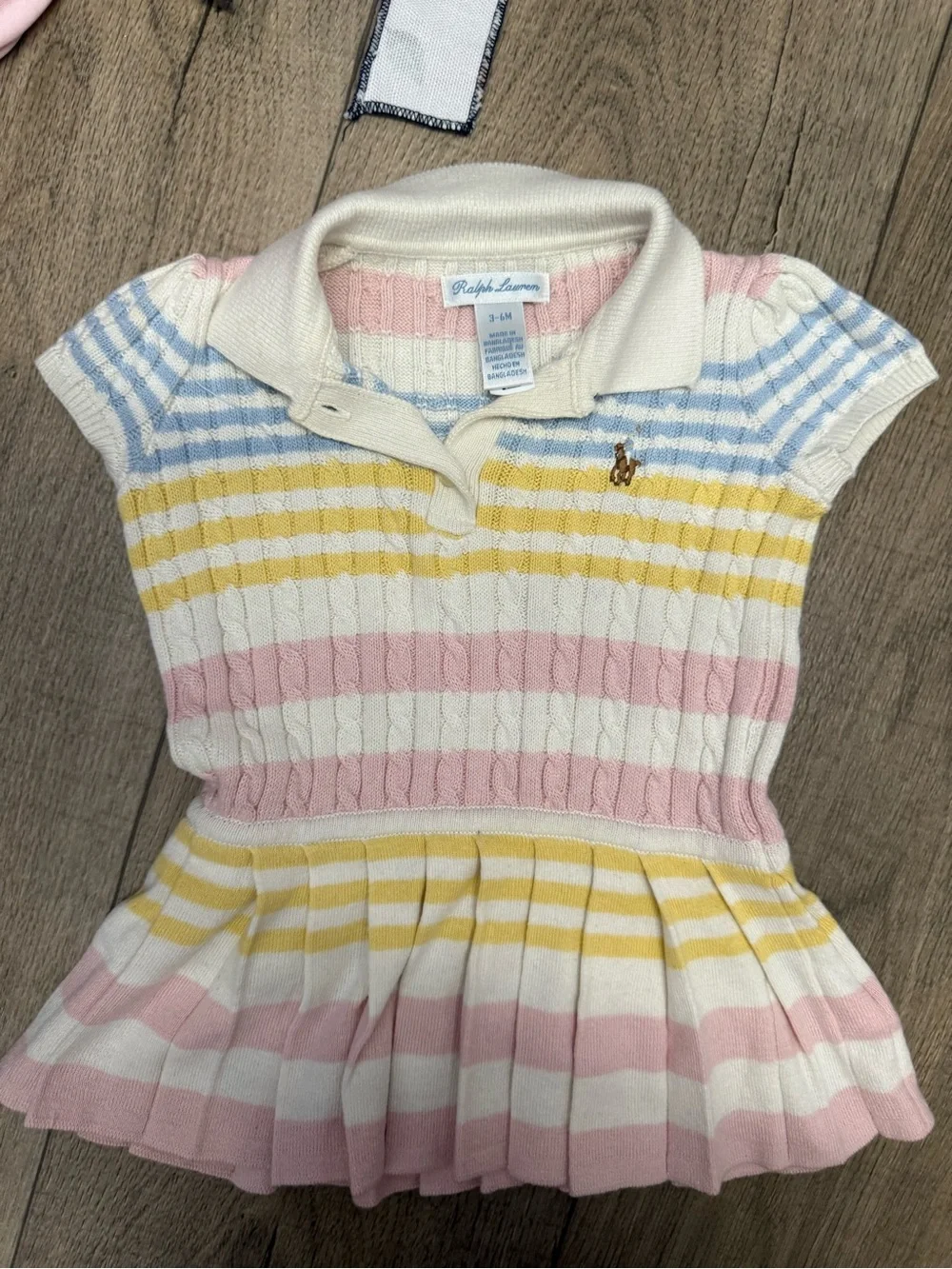 Ralph Lauren Girls' Striped Polo Dress in Pink, Yellow & Blue